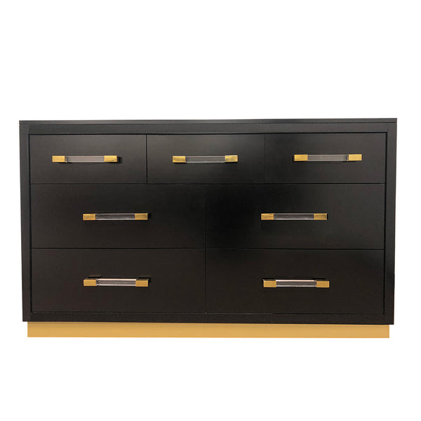 Astoria dresser with lucite and brass pulls.